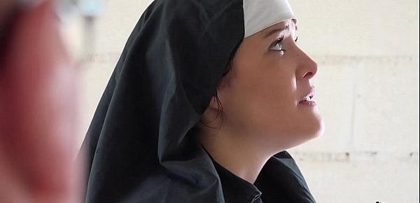  Sexy young nun has sex for the first time with a grandpa in the confessional